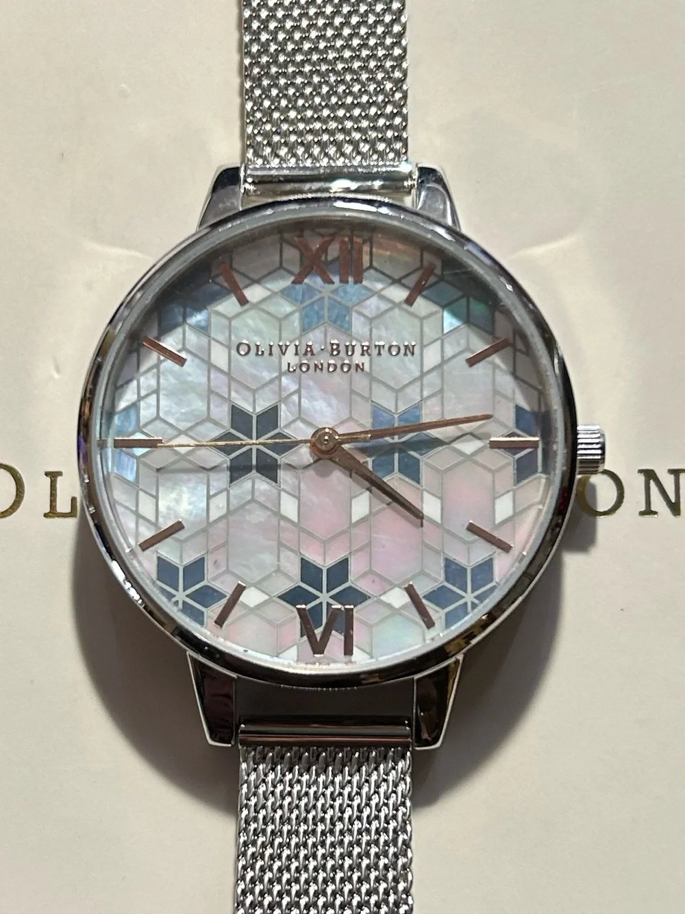 Olivia Burton Ice Queen Watch With 34mm Perl Face & Silver MeshBracelet